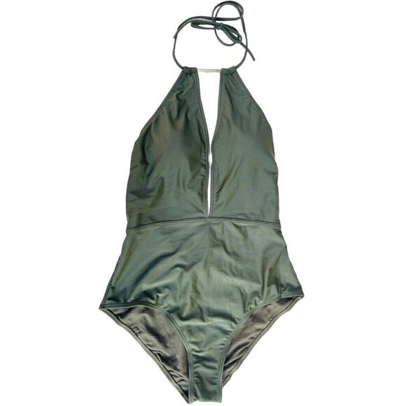 Ted Baker London Pikaa Halter one piece Swimsuit Khaki size 3 = US Size 8 - Picture 1 of 10